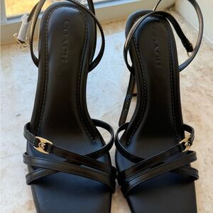 Coach Black Strappy Heels